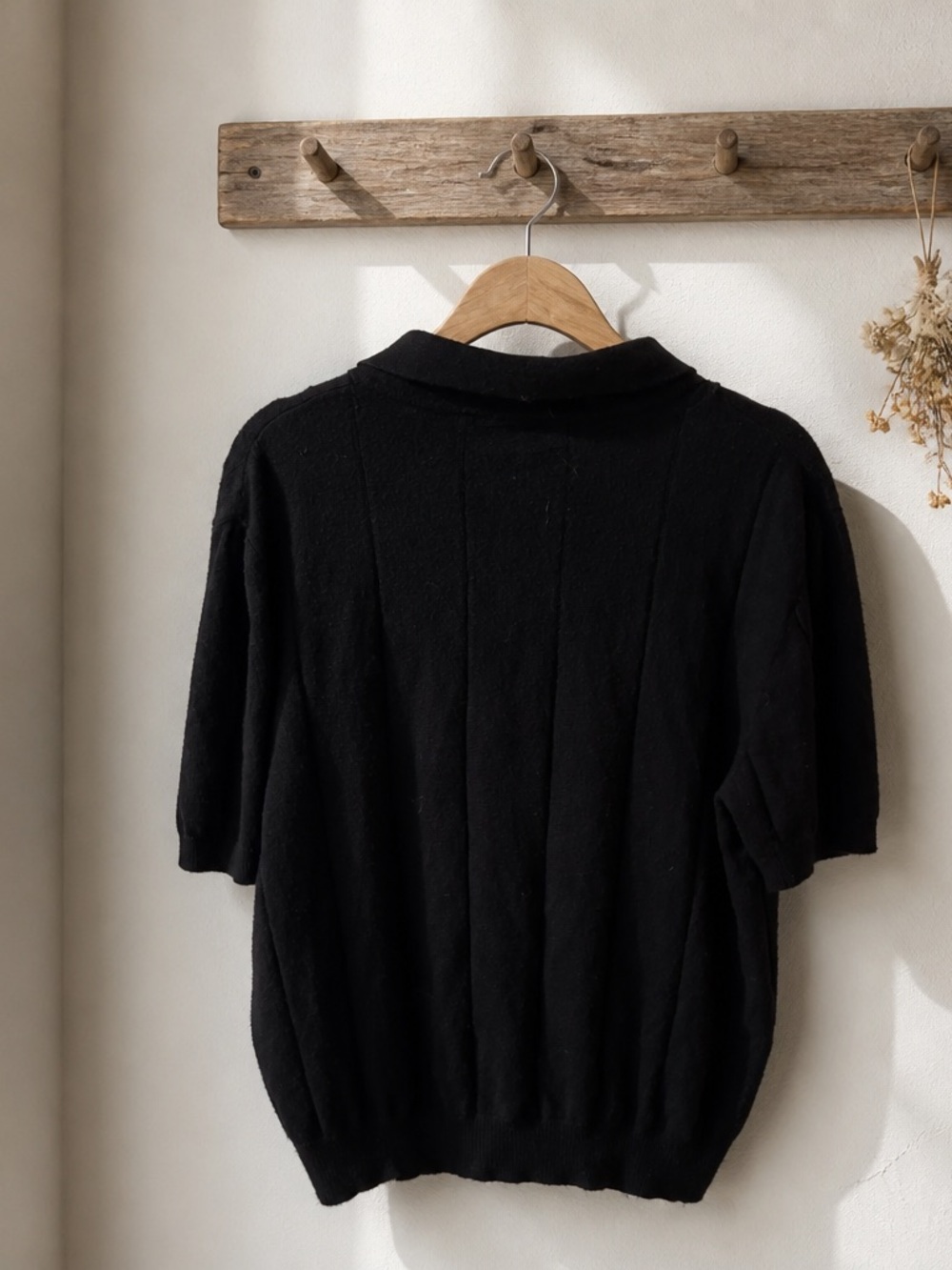 Tahari Black Short-Sleeve Knit Polo Shirt - Picture 2 of 3